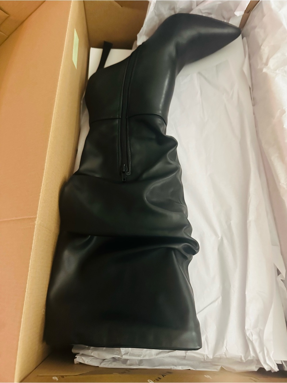 Mix No. 6 Black Faux Leather Knee-High Heeled Boots